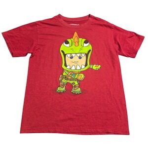 Fortnite Rex Dinosaur Graphic T-Shirt Boy's Size XL 14/16 Red Floss Dance